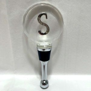 Wine Stopper, “S” Monogram, Glass and Metal